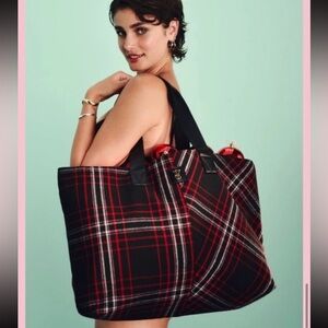 VS Black and Red Plaid Tote Bag